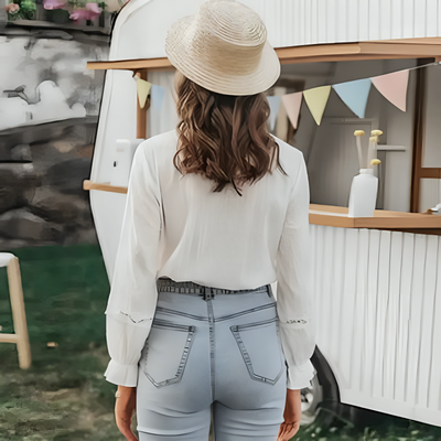 Bluzka Z Długim Rękawem | Modny Styl I Guziki