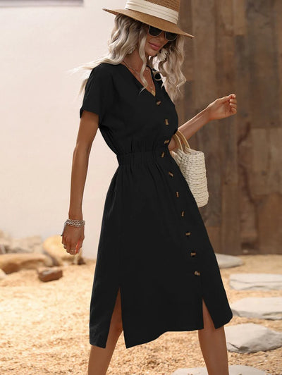 Sukienka Casual Z Guzikami – Stylowy Look Na Lato I Codzienne Wyjścia