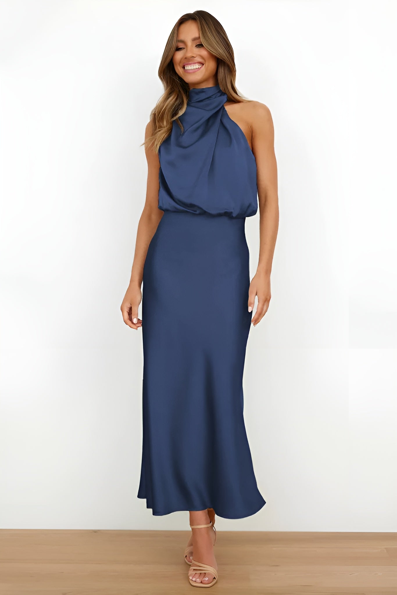 Damska Elegancka Sukienka Koktajlowa Z Satyny | Lśniący Look