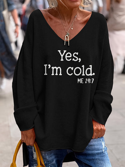 Sweter Oversize Z Eleganckim Dekoltem V