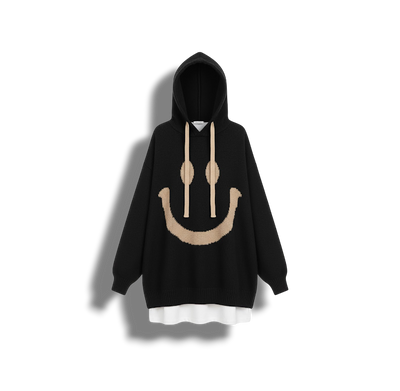 Oversize Bluza z Kapturem – Nadruk Smiley