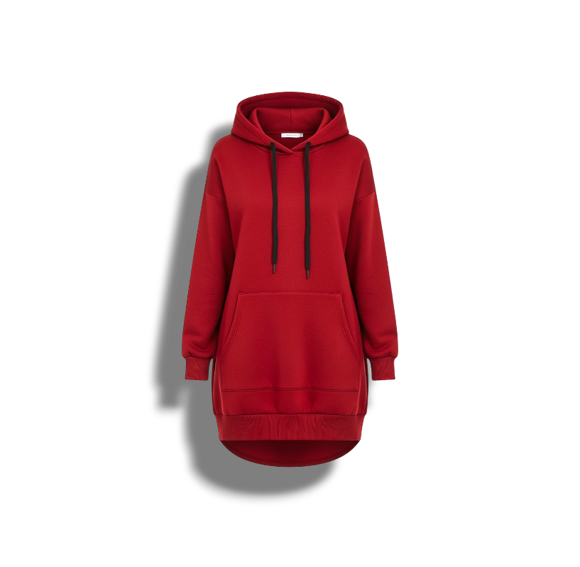 Casual Długa Bluza Sukienka z Kapturem – Luźny Krój
