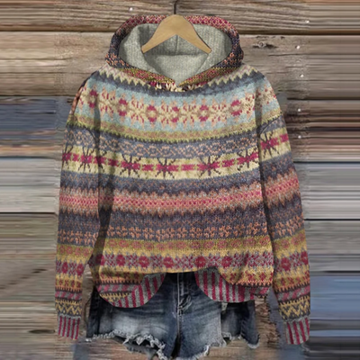 Luźna Vintage Bluza Z Kapturem Dla Pań