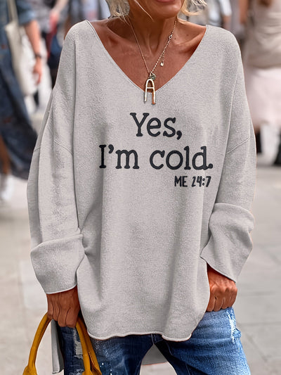 Sweter Oversize Z Eleganckim Dekoltem V