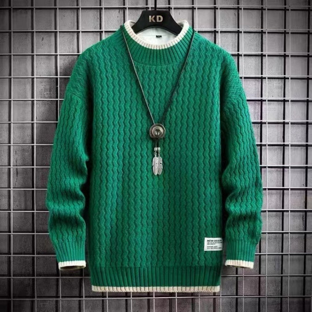 Sweter z Diamentowym Wzorem – Sweter z Okrągłym Dekoltem