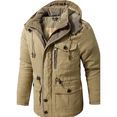 Gruby Pikowany Płaszcz Zimowy – Slim Fit Parka z Kapturem