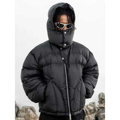 Parka z Kapturem w Stylu Hip-Hop – Oversize Zimowa Kurtka