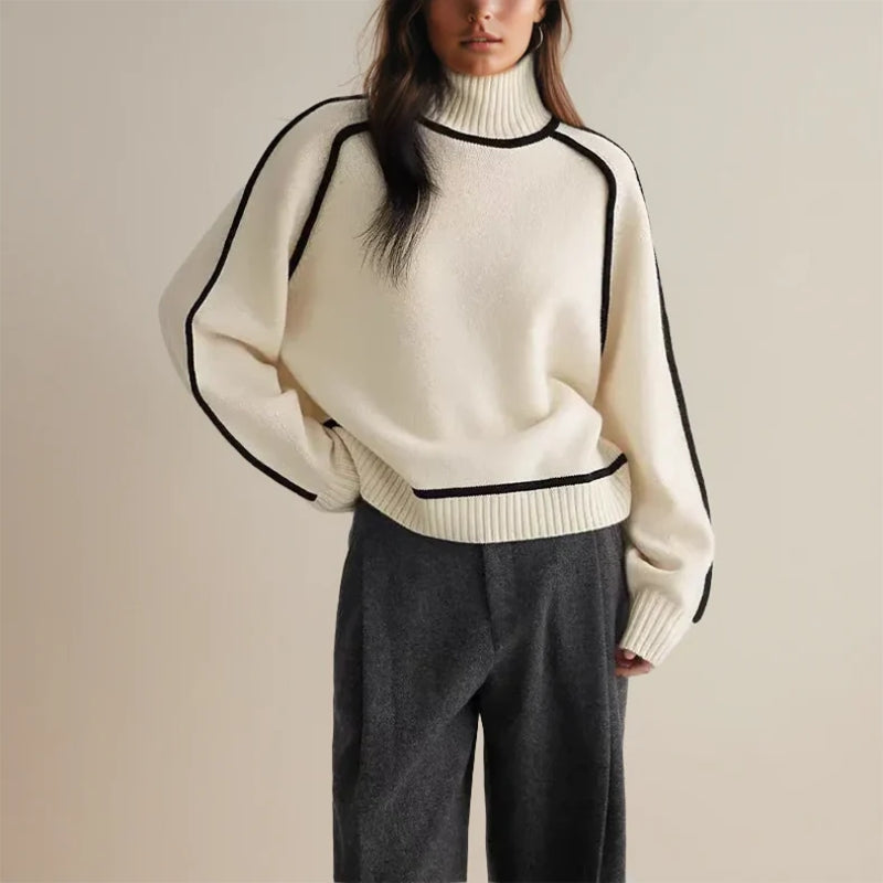 Dzianinowy sweter z golfem – klasyczny fason