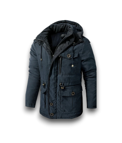 Gruby Pikowany Płaszcz Zimowy – Slim Fit Parka z Kapturem