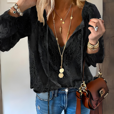 Boho Bluzka z Rozciętym Dekoltem | Lekka