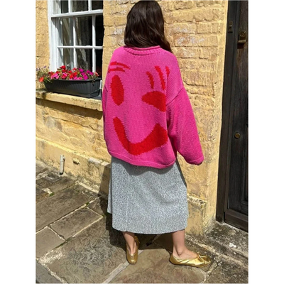 Bluza z Długim Rękawem w Stylu Colorblock – Okrągły Dekolt w Kratę