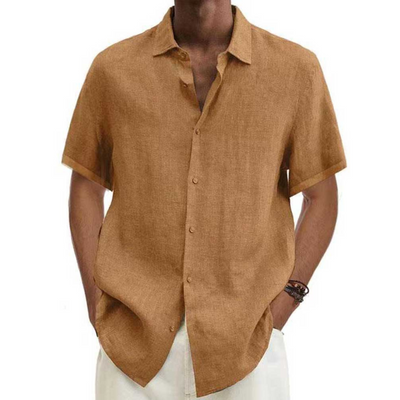 Męska Przewiewna Koszula z Kołnierzykiem Button-Down | Komfort z Krótkim Rękawem