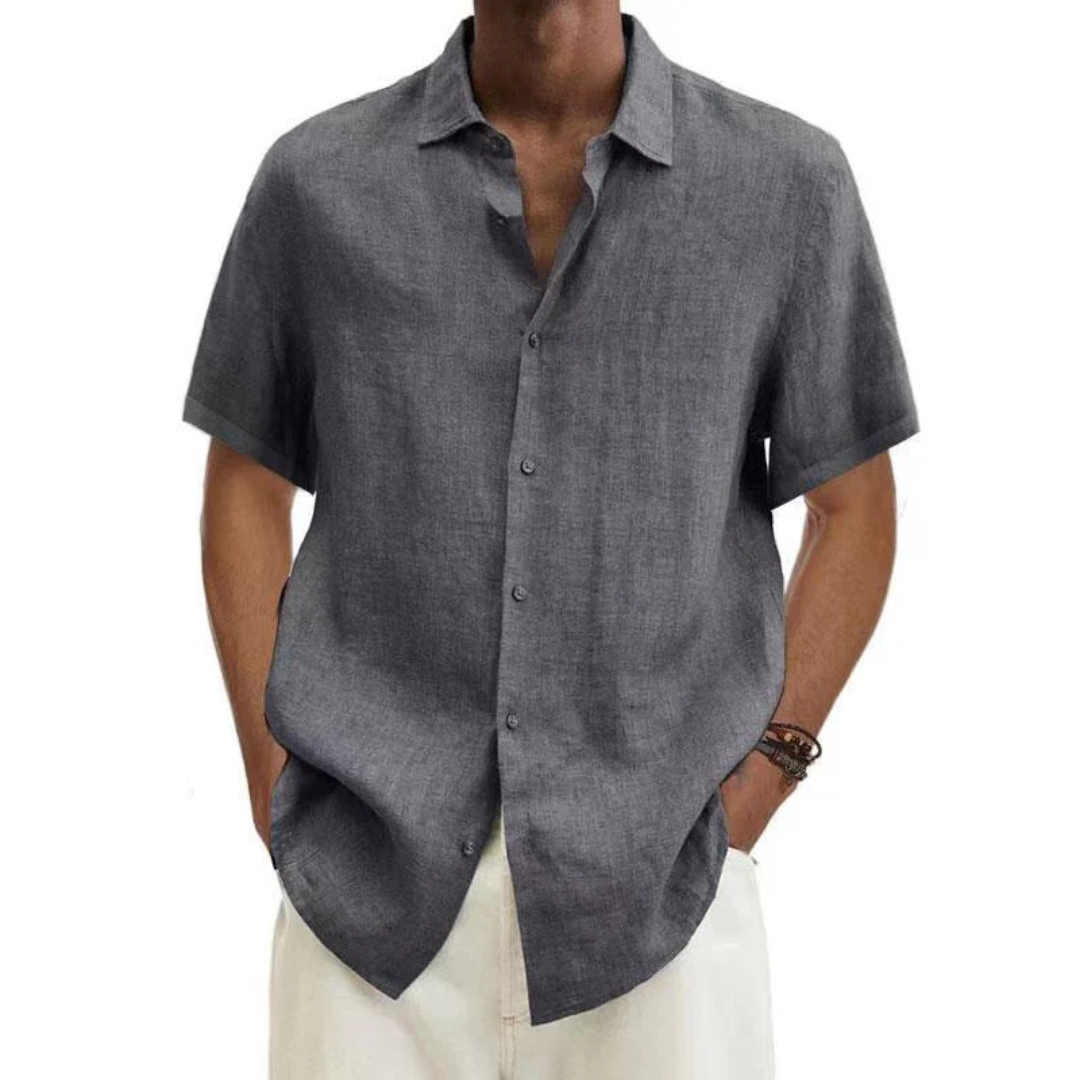 Męska Przewiewna Koszula z Kołnierzykiem Button-Down | Komfort z Krótkim Rękawem