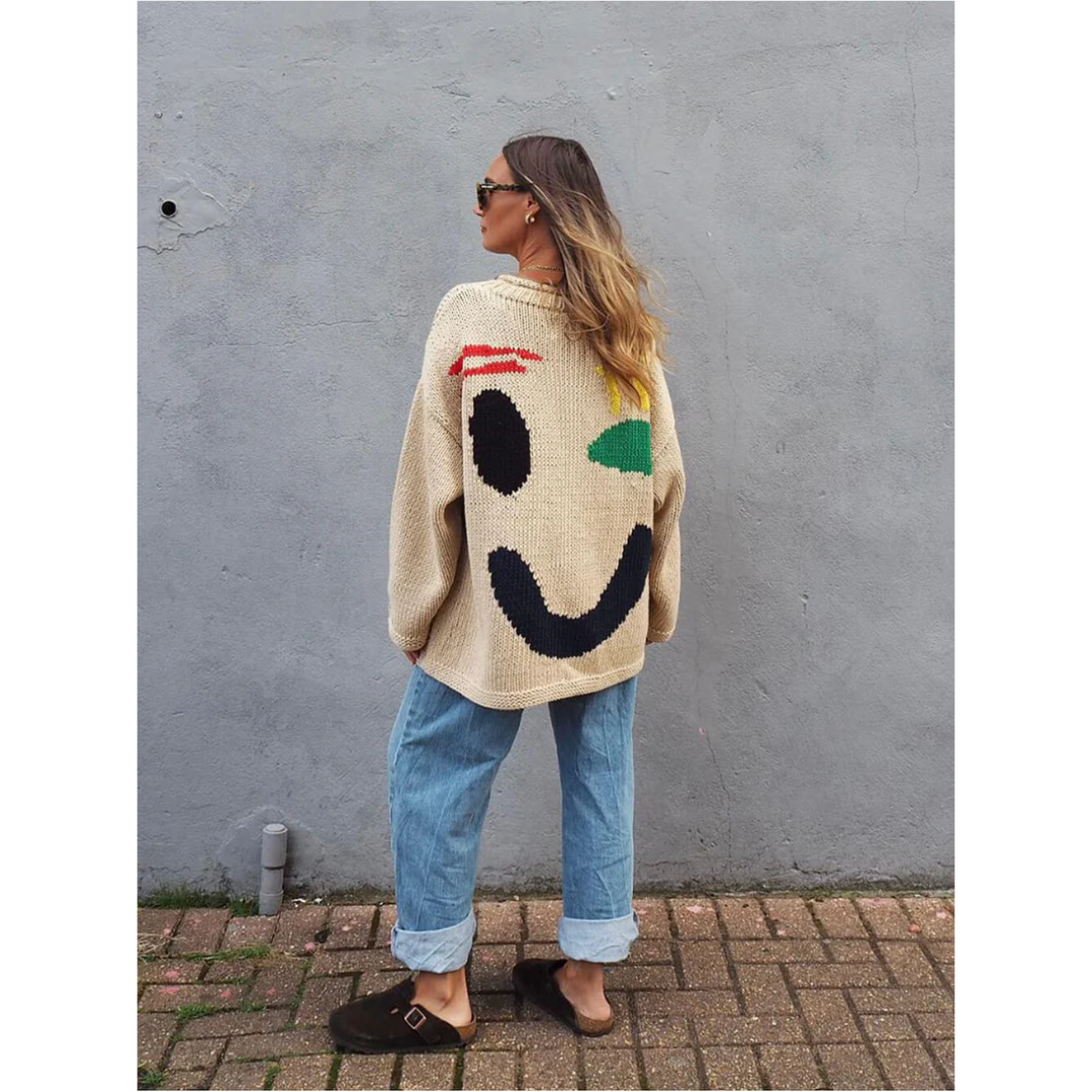 Bluza z Długim Rękawem w Stylu Colorblock – Okrągły Dekolt w Kratę