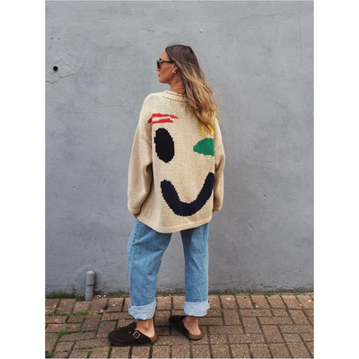 Bluza z Długim Rękawem w Stylu Colorblock – Okrągły Dekolt w Kratę