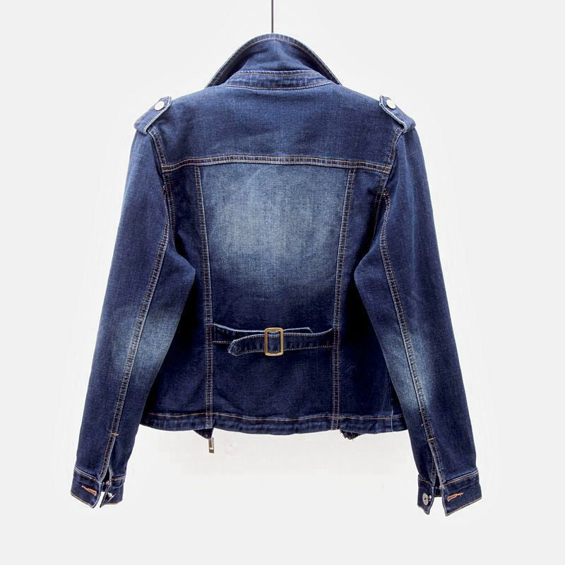 Kardigan w Stylu Vintage z Niebieskiego Dżinsu