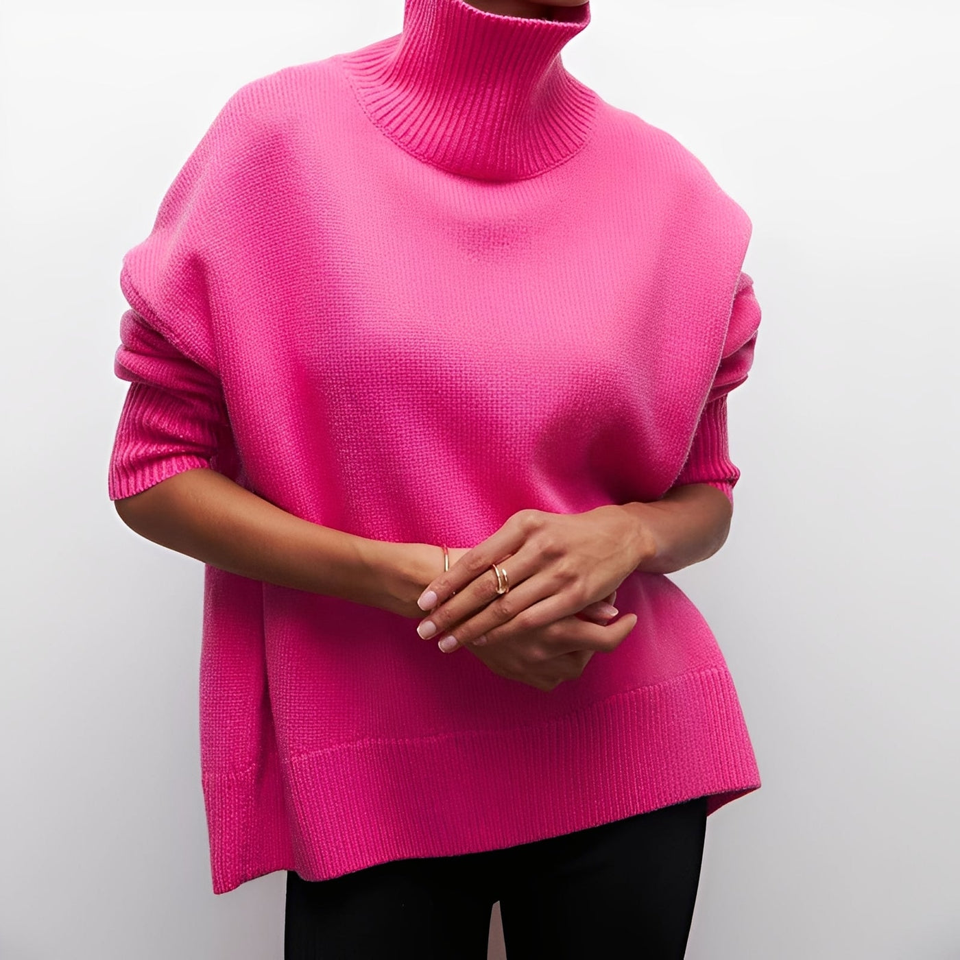 Damski Sweter Zimowy | Elegancki Z Warkoczowym Detalem