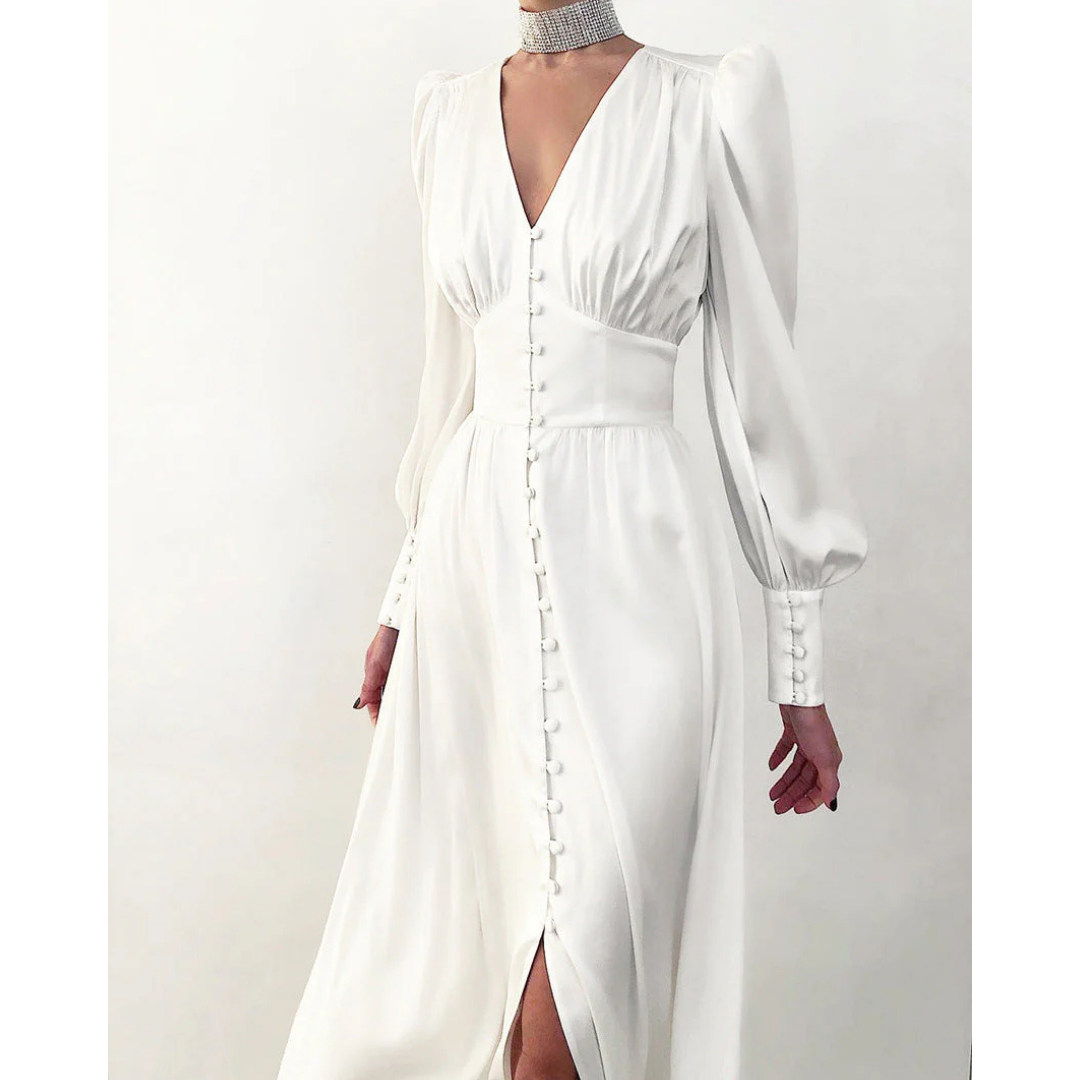 Długa Sukienka Wieczorowa Z Długim Rękawem | Elegancki Styl