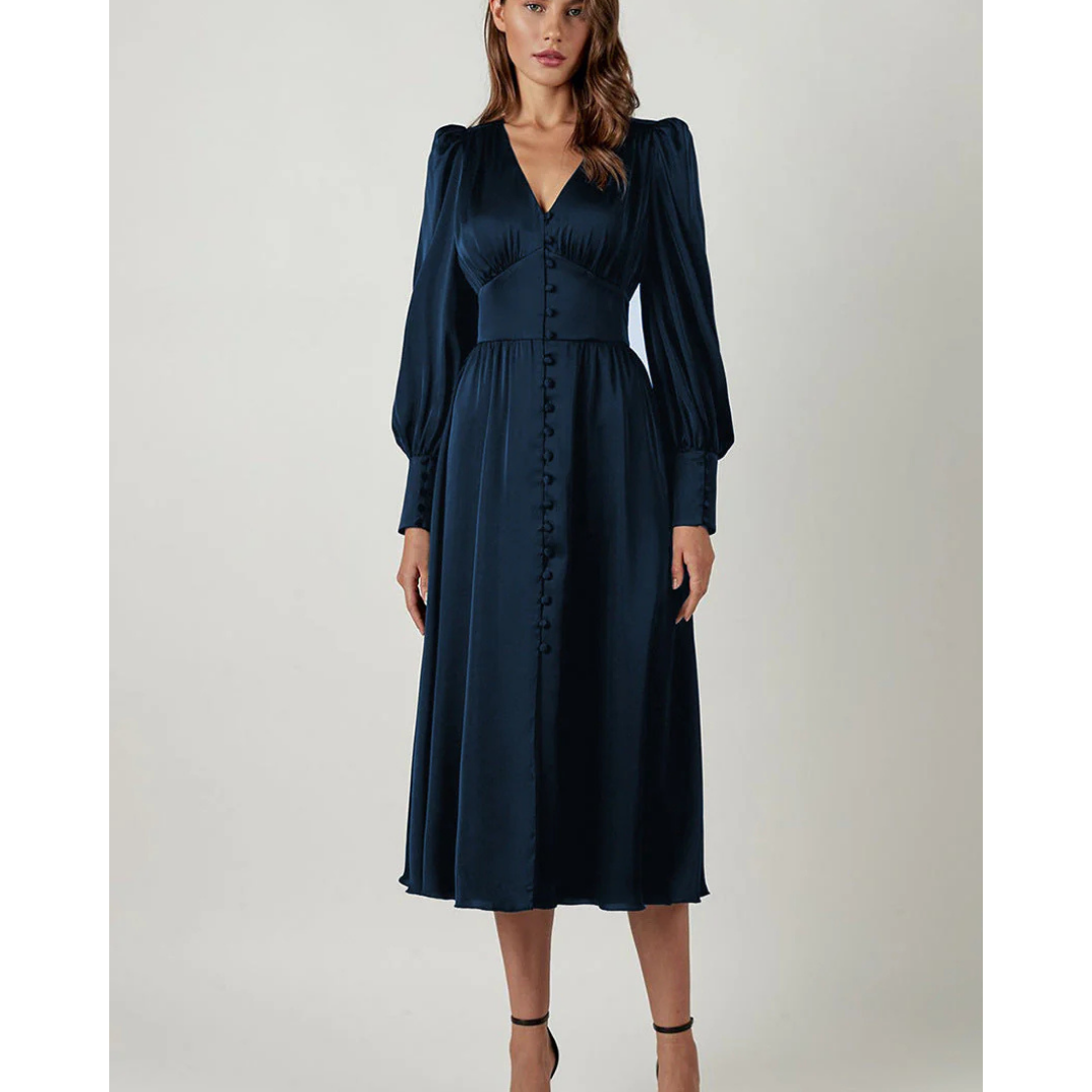 Długa Sukienka Wieczorowa Z Długim Rękawem | Elegancki Styl