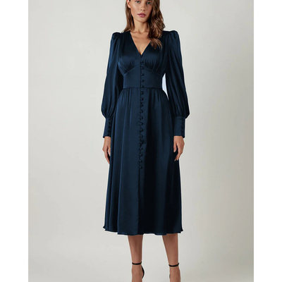 Długa Sukienka Wieczorowa Z Długim Rękawem | Elegancki Styl