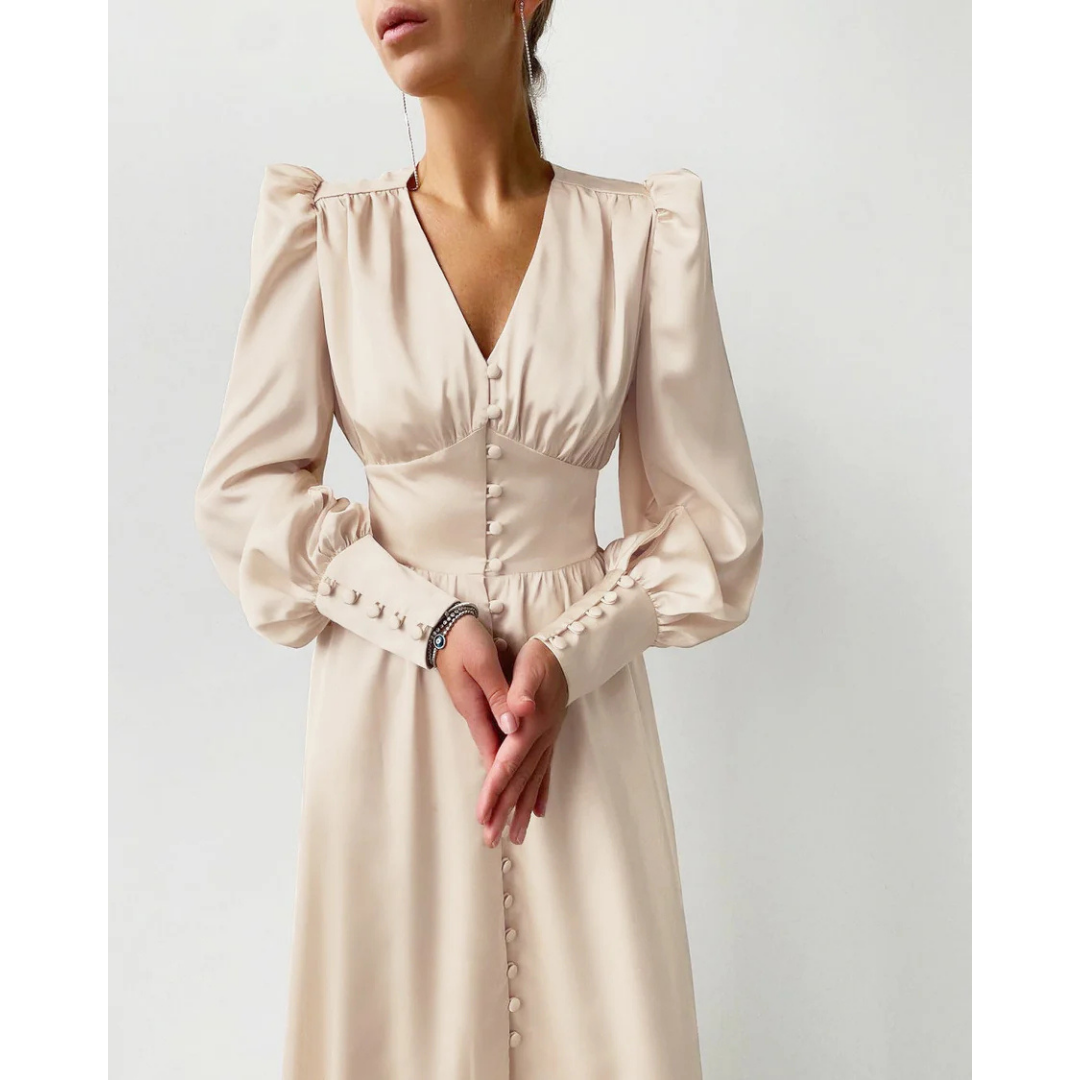 Długa Sukienka Wieczorowa Z Długim Rękawem | Elegancki Styl