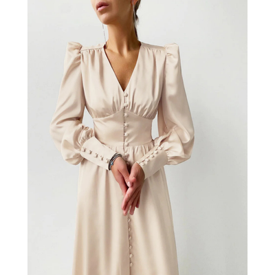 Długa Sukienka Wieczorowa Z Długim Rękawem | Elegancki Styl