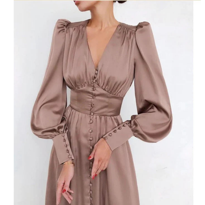 Długa Sukienka Wieczorowa Z Długim Rękawem | Elegancki Styl