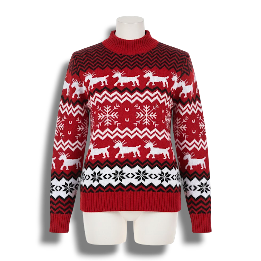 Przytulny Świąteczny Sweter – Dziany Sweter z Długim Rękawem