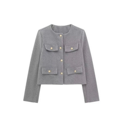 Stylowy Krótki Vintage Kardigan – Detale Z Guzikami