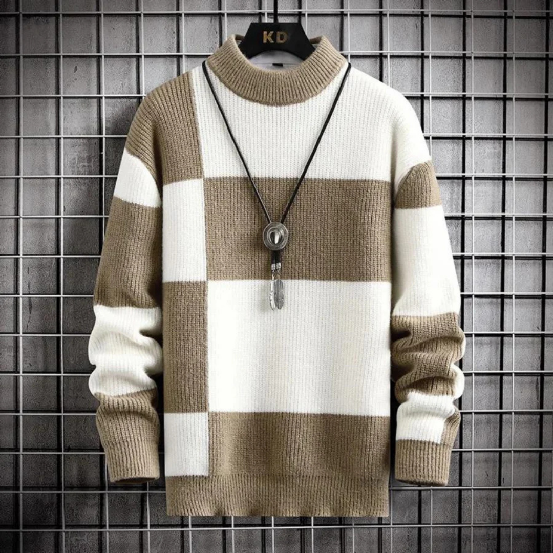 Sweter Golf w Kolorowe Bloki – Sweter na Zimę