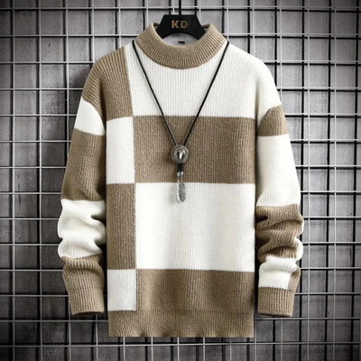 Sweter Golf w Kolorowe Bloki – Sweter na Zimę