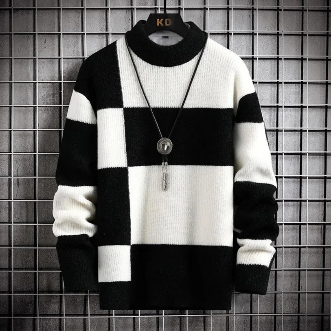 Sweter Golf w Kolorowe Bloki – Sweter na Zimę