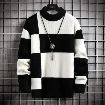 Sweter Golf w Kolorowe Bloki – Sweter na Zimę