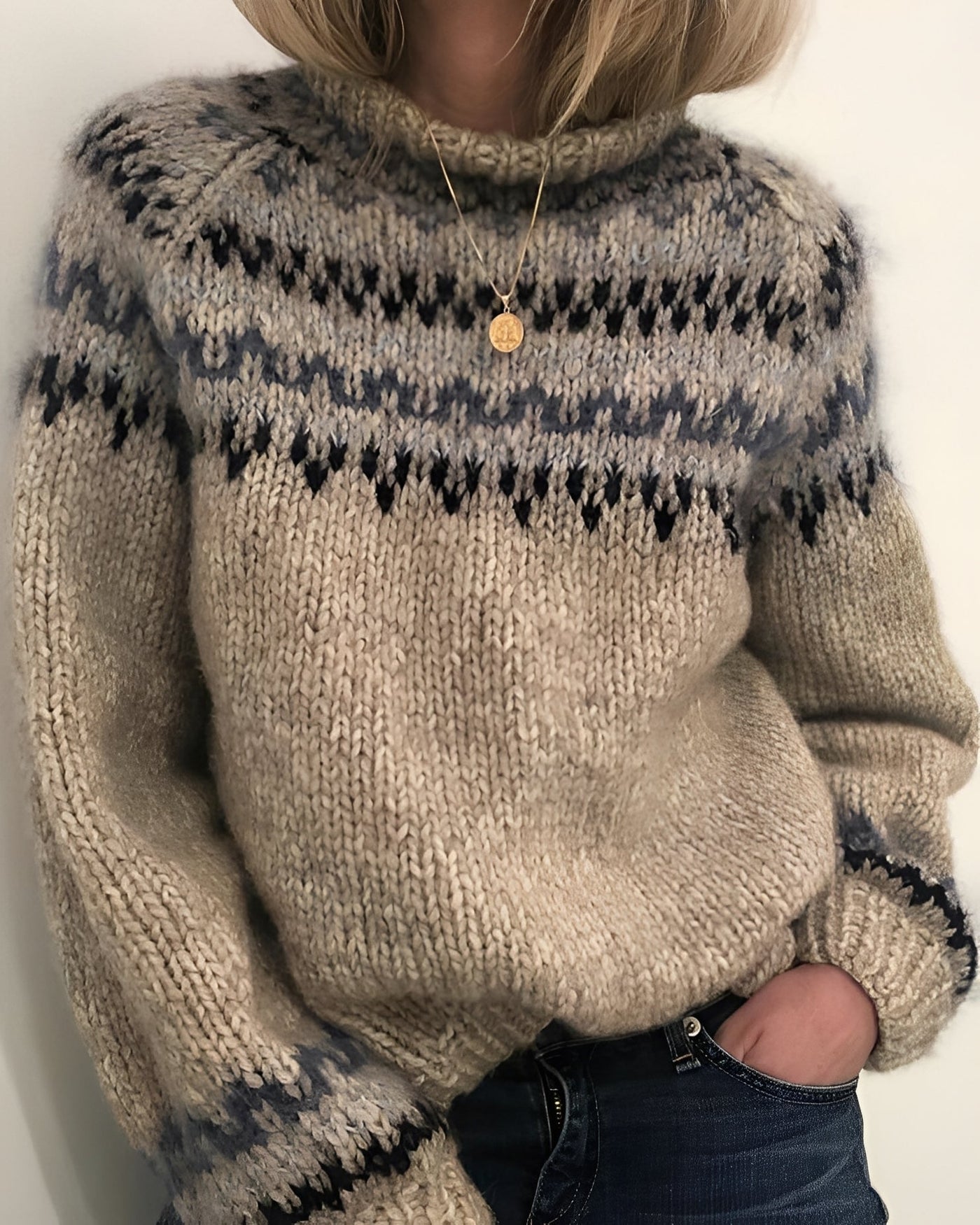 Damski Luźny Sweter z Nadrukiem | Stylowy Oversize