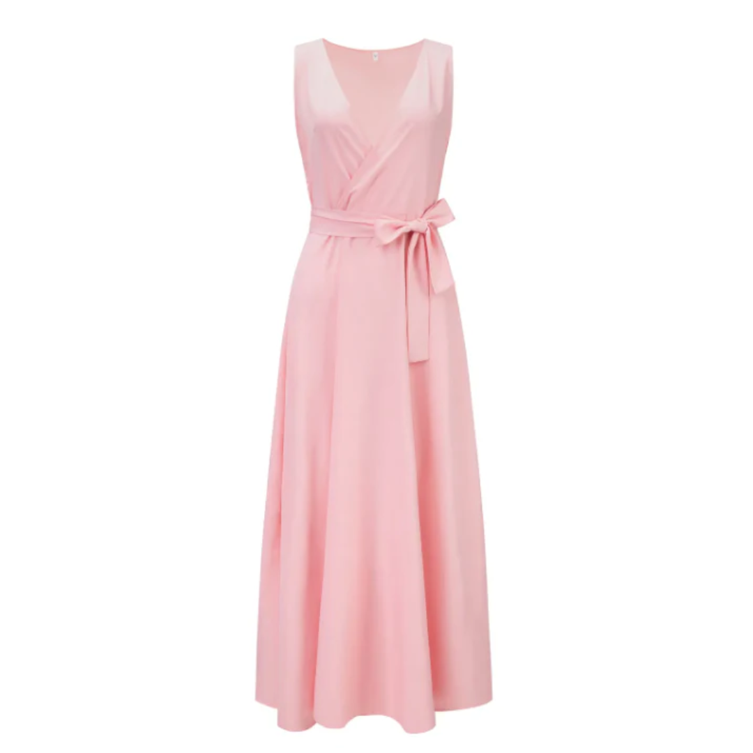 Maxi Sukienka Bez Rękawów Z Dekoltem V | Elegancki Styl