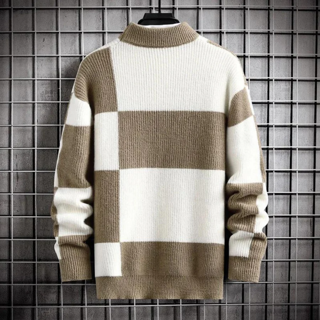 Sweter Golf w Kolorowe Bloki – Sweter na Zimę