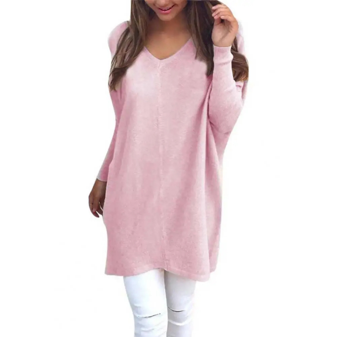 Luźny Sweter Oversize V-Neck | Modny I Komfortowy