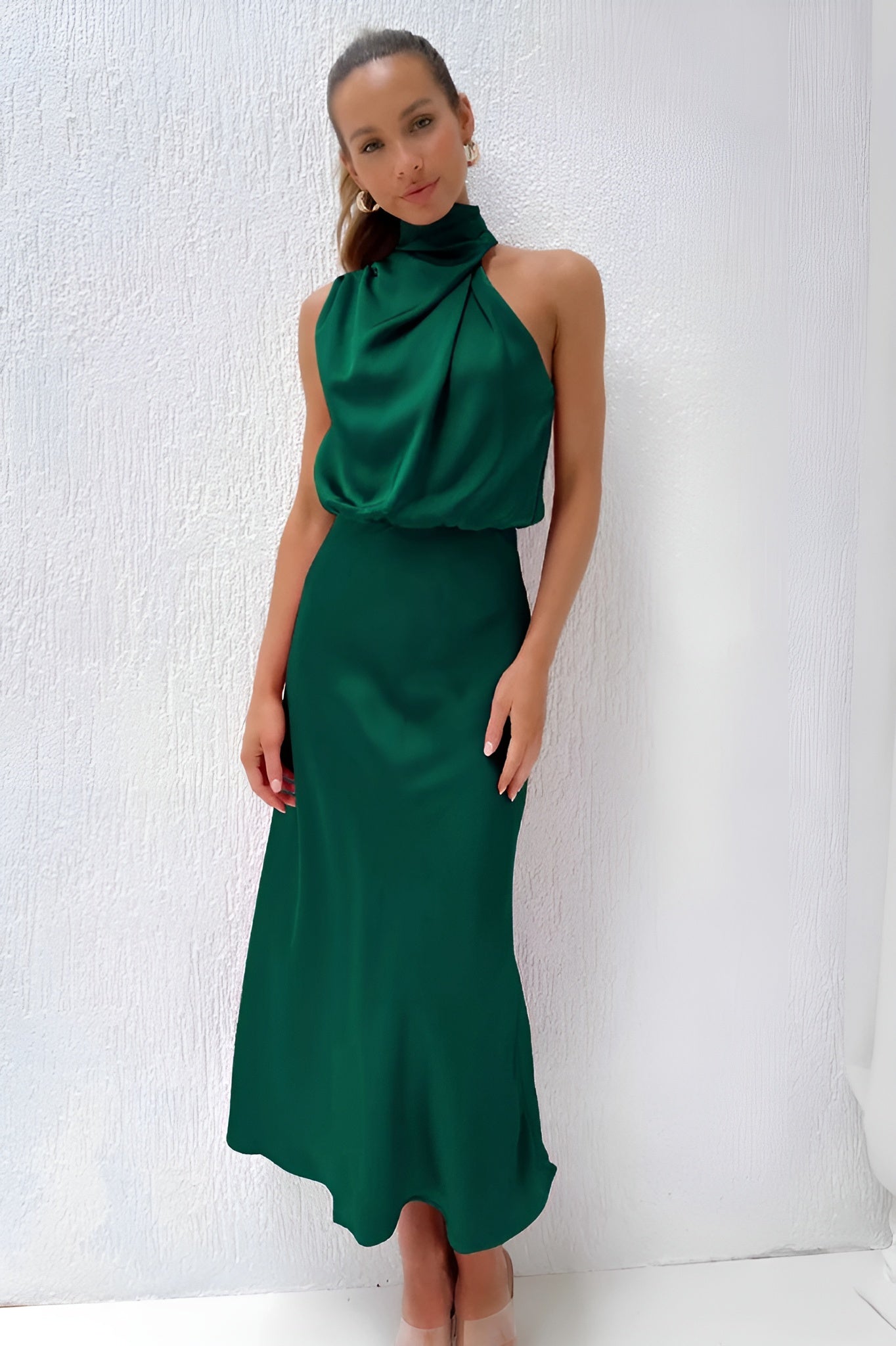 Damska Elegancka Sukienka Koktajlowa Z Satyny | Lśniący Look