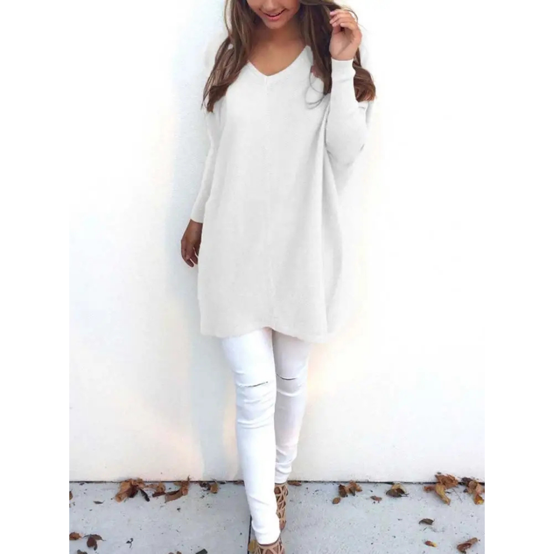 Luźny Sweter Oversize V-Neck | Modny I Komfortowy