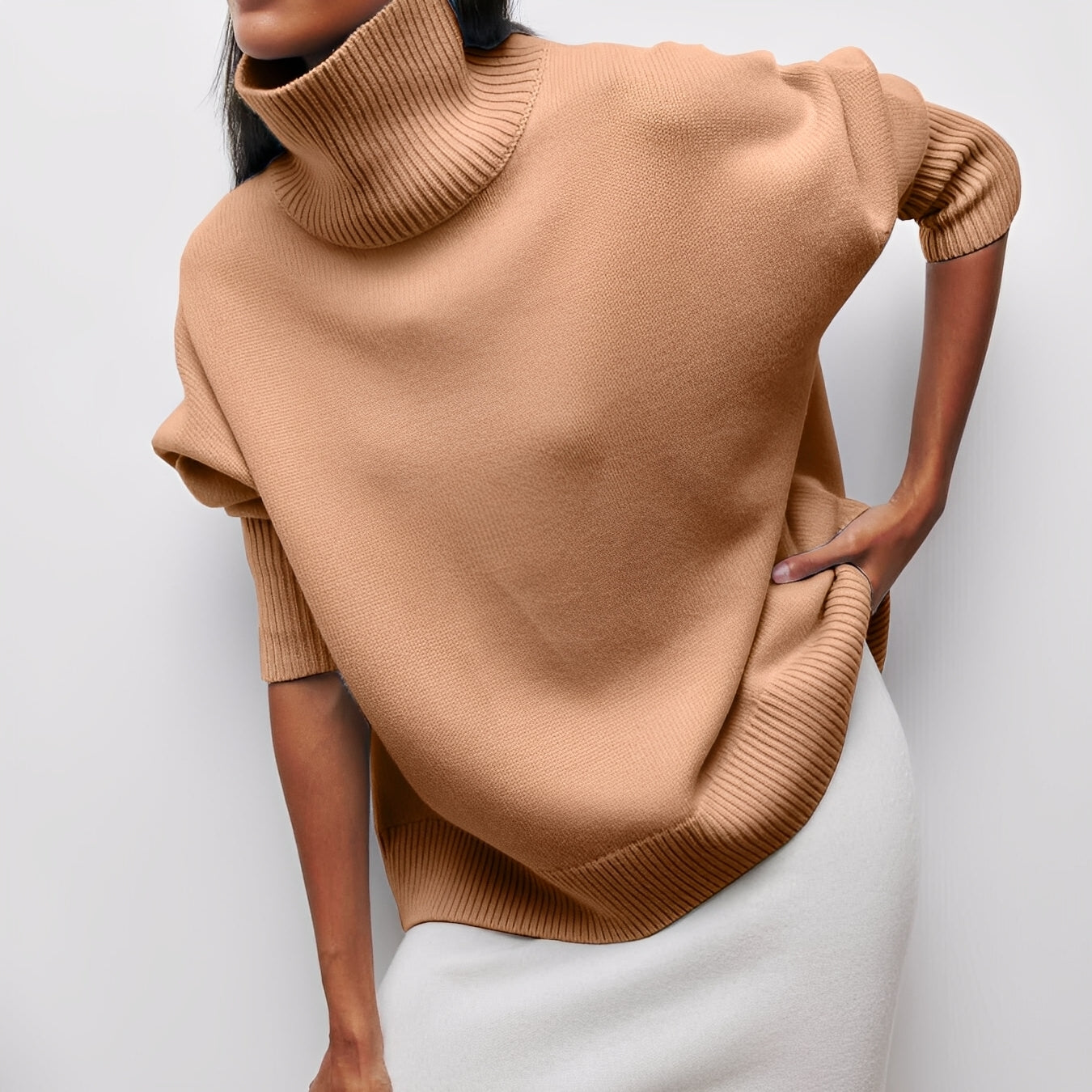 Damski Sweter Zimowy | Elegancki Z Warkoczowym Detalem