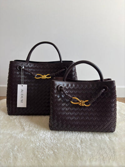 Stylowa Torebka Pleciona | Shopper Z Uchem Górnym