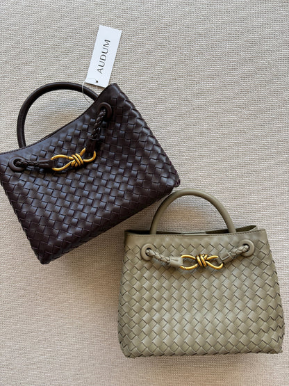 Stylowa Torebka Pleciona | Shopper Z Uchem Górnym