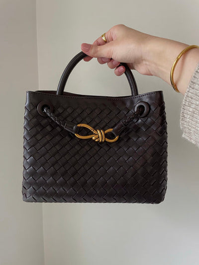 Stylowa Torebka Pleciona | Shopper Z Uchem Górnym