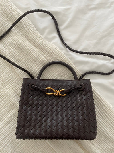 Stylowa Torebka Pleciona | Shopper Z Uchem Górnym