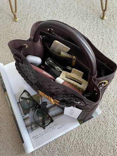 Stylowa Torebka Pleciona | Shopper Z Uchem Górnym