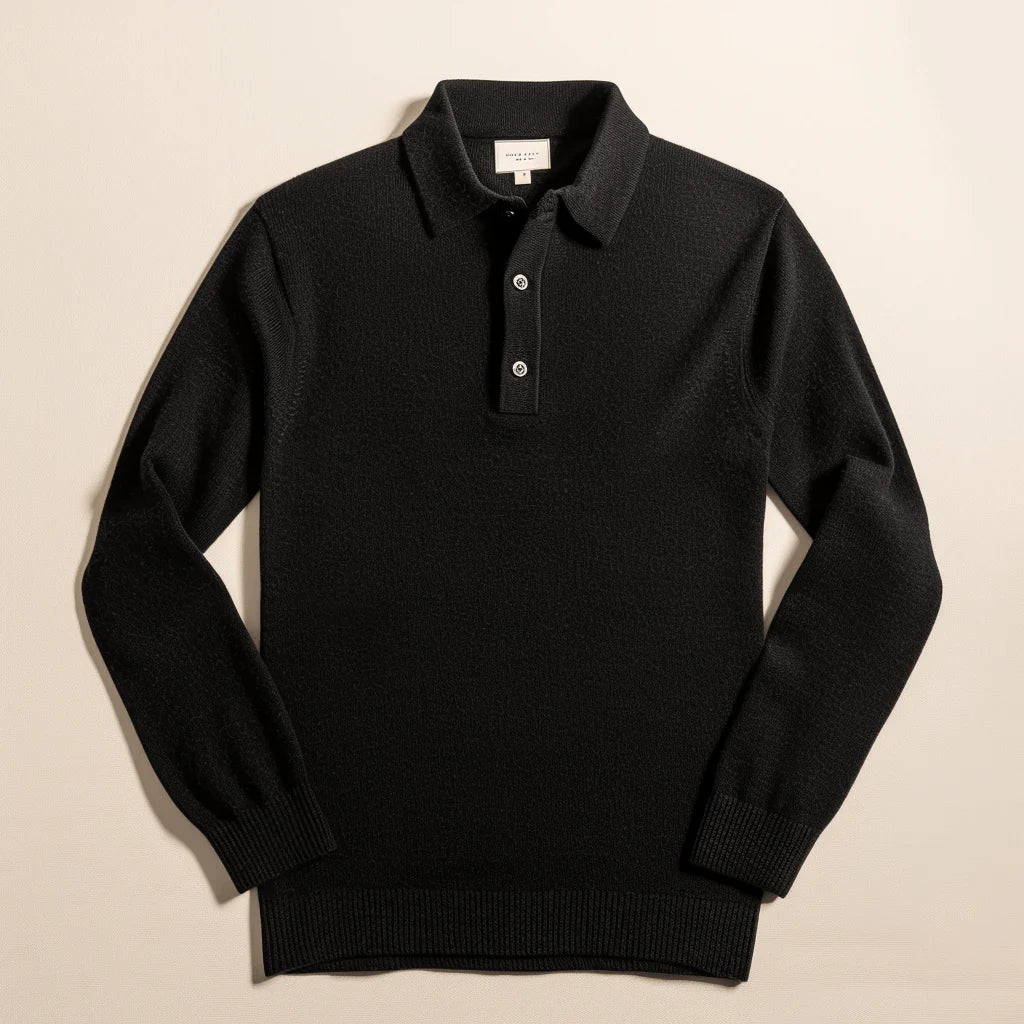 Sweter Polo z Długim Rękawem – Zimowy Sweter Dzianinowy