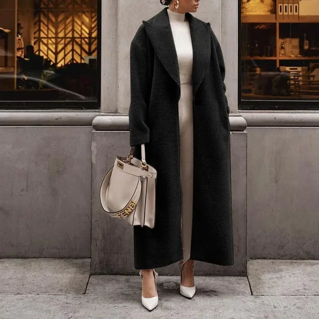Długi Płaszcz | Elegancki Z Kołnierzem I Guzikami