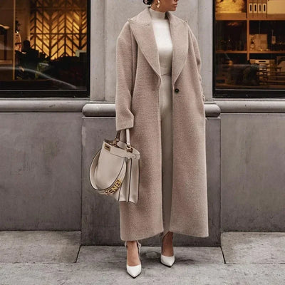 Długi Płaszcz | Elegancki Z Kołnierzem I Guzikami