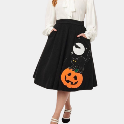 Halloweenowa Spódnica Vintage – Stylowy Krój i Nowoczesny Design