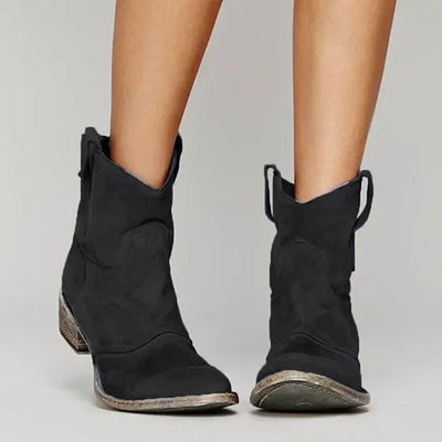 Skórzane Botki Western Damskie – Styl Retro